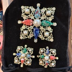 Vintage Brooch and Earrings
